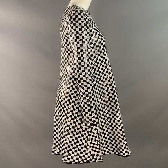 EMPORIO ARMANI Size 4 Black White Polyester Blend Sequined Checkered Dress - Picture 3 of 7